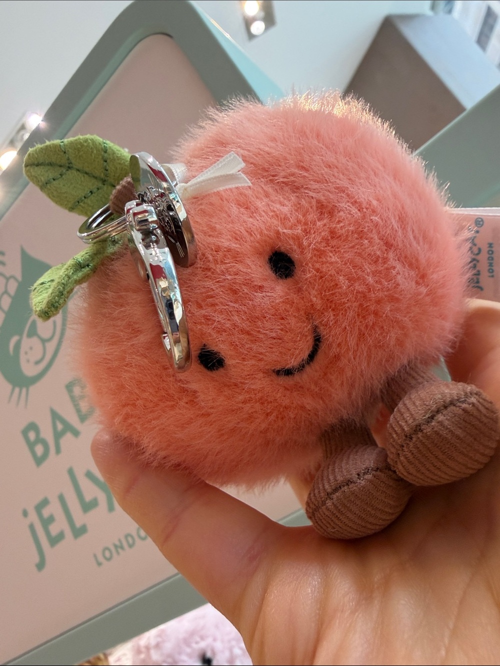 Jellycat Amuseables Peach Keychain JELLYCAT PEACH BAG CHARM KEYCHAIN